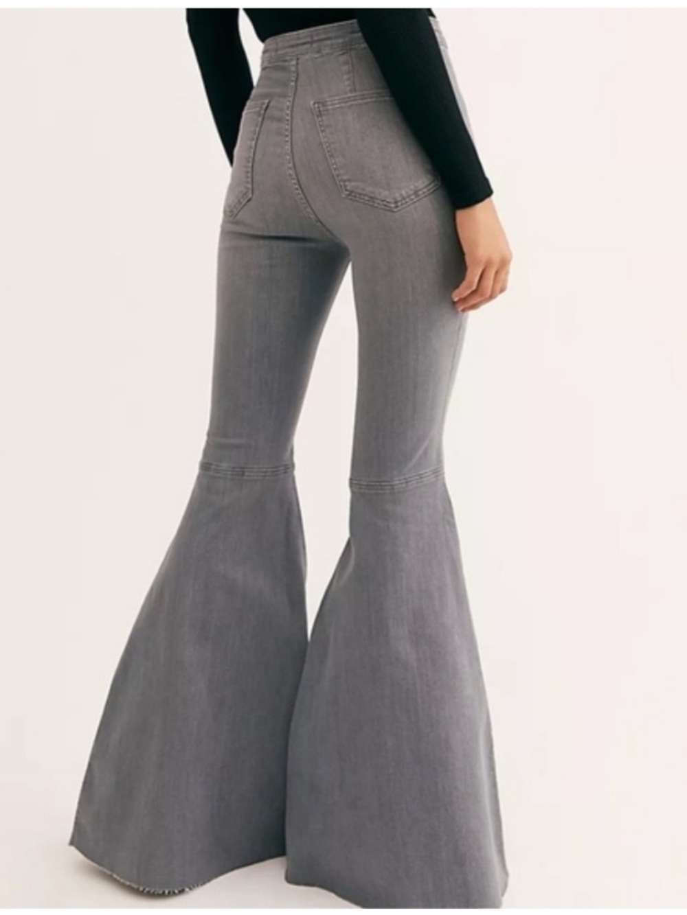 Free People Just Float On Grey Flare Bellbottom Jeans High Rise Pants size 27